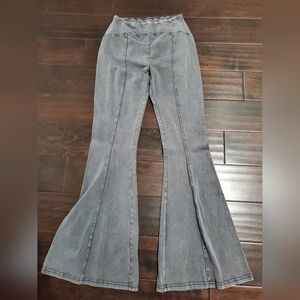 Urban Outfitters Gray Super Flare Seam-Panel Pants